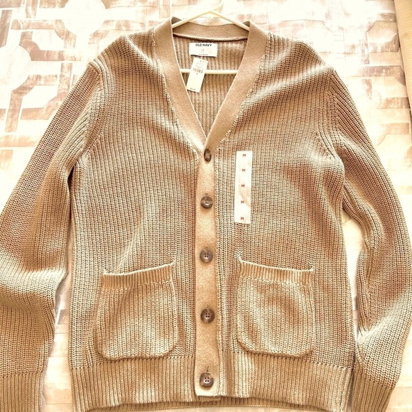 Old Navy Tan Cardigan Sweater Classic Knit - Picture 1 of 10